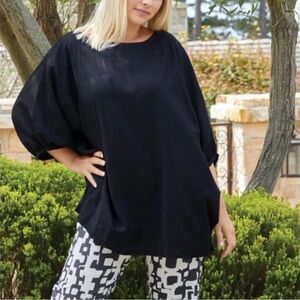 Bryn Walker 100% Cotton Black Dolman Sleeve Top